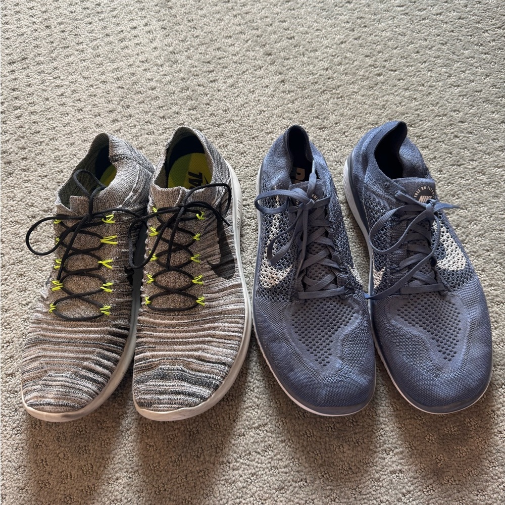 Men’s Nike Flyknit Sneakers - Gray and Blue Size 13